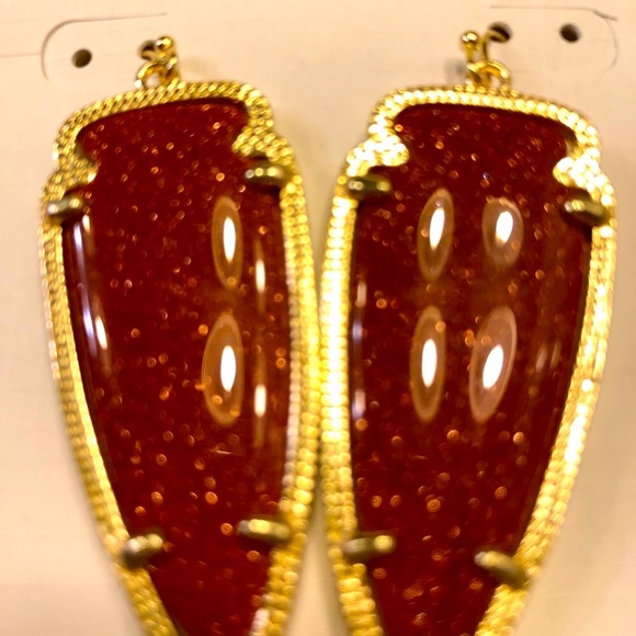 NWT Kendra Scott RARE & Retired Skylar Earrings Goldstone & Yellow Gold STUNNING - Picture 9 of 16